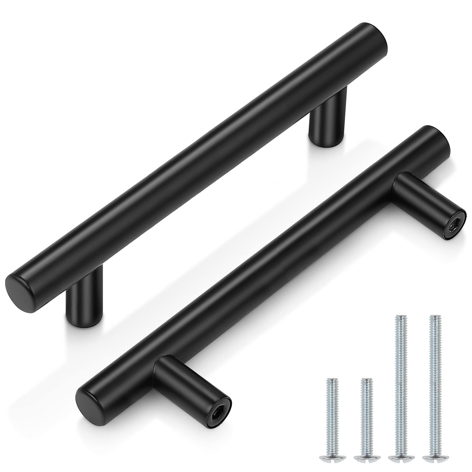 Cabinet Pulls Probrico Modern Kitchen Flat Black 96 Mm, Pacote Com 25
