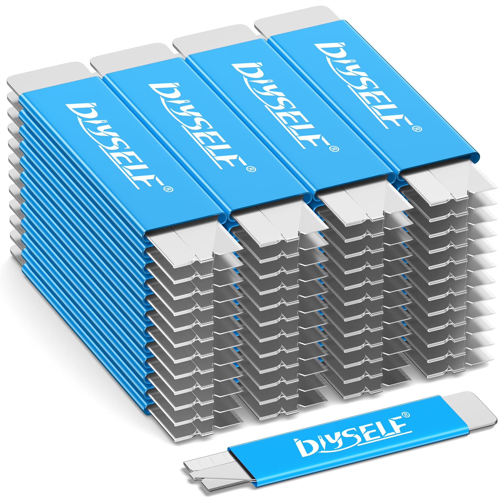 Faca Utilitária Retrátil Box Cutter Diyself, Pacote Com 48 Unidades, Azul