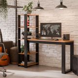 Mesa Escrivaninha Rofemar Moveis Paris 121x73 Com Prateleira De Madeira Escritório E Pc Canela