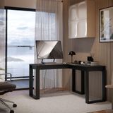 Mesa Escrivaninha De Canto Em L Estilo Industrial Para Escritório Home E Quarto De Estudos Preto