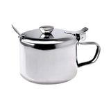 Açucareiro Redondo Em Aço Inox Com Colher 250 Ml