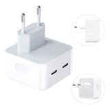 Carregador Fonte Usb C Duplo 50w Fonte Carregador Usb-c Para Iphone Tomada 2 Entradas Usb-c