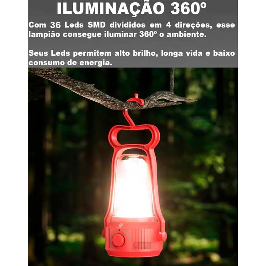 Lanterna Lampião Led Luminária De Mesa Retrô Recarregável Lampada De Emergencia Bivolt Luz Camping Fazenda Sitio Pesca - imagem 4