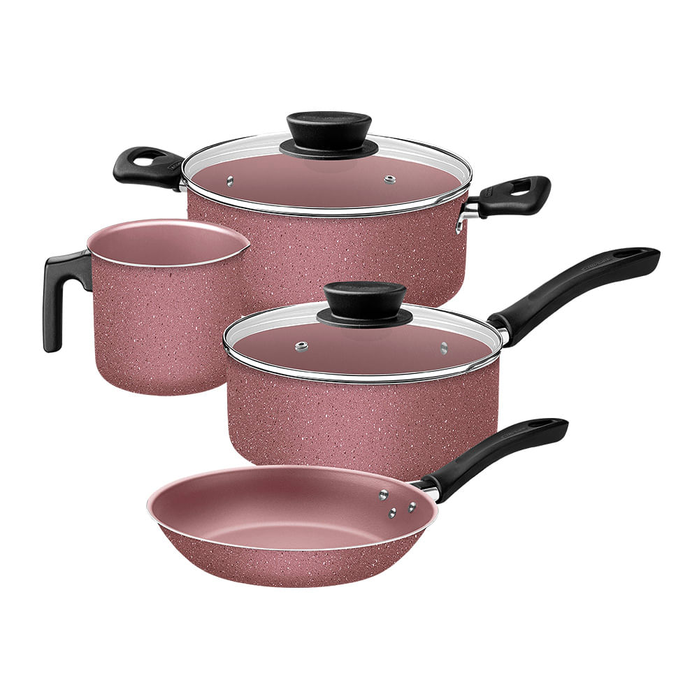 Jogo De Panelas Tramontina Linz 28299404 Rosa Rosa 28299404