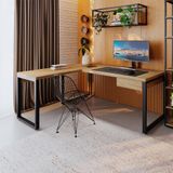 Mesa De Escritório Em L Miguel 1 Gv Vermont E Preta 190x150 Cm