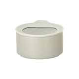 Pote Redondo De Cerâmica - Tampa De Vidro - 420ml - Fika One - Cor Branco
