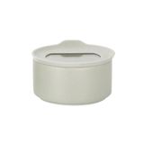 Pote Redondo De Cerâmica - Tampa De Vidro - 200ml - Fika One - Cor Branco