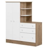 Guarda Roupa Infantil Cômoda Doce Sonho 2 Portas 3 Gav Qmovi Carvalha Branco