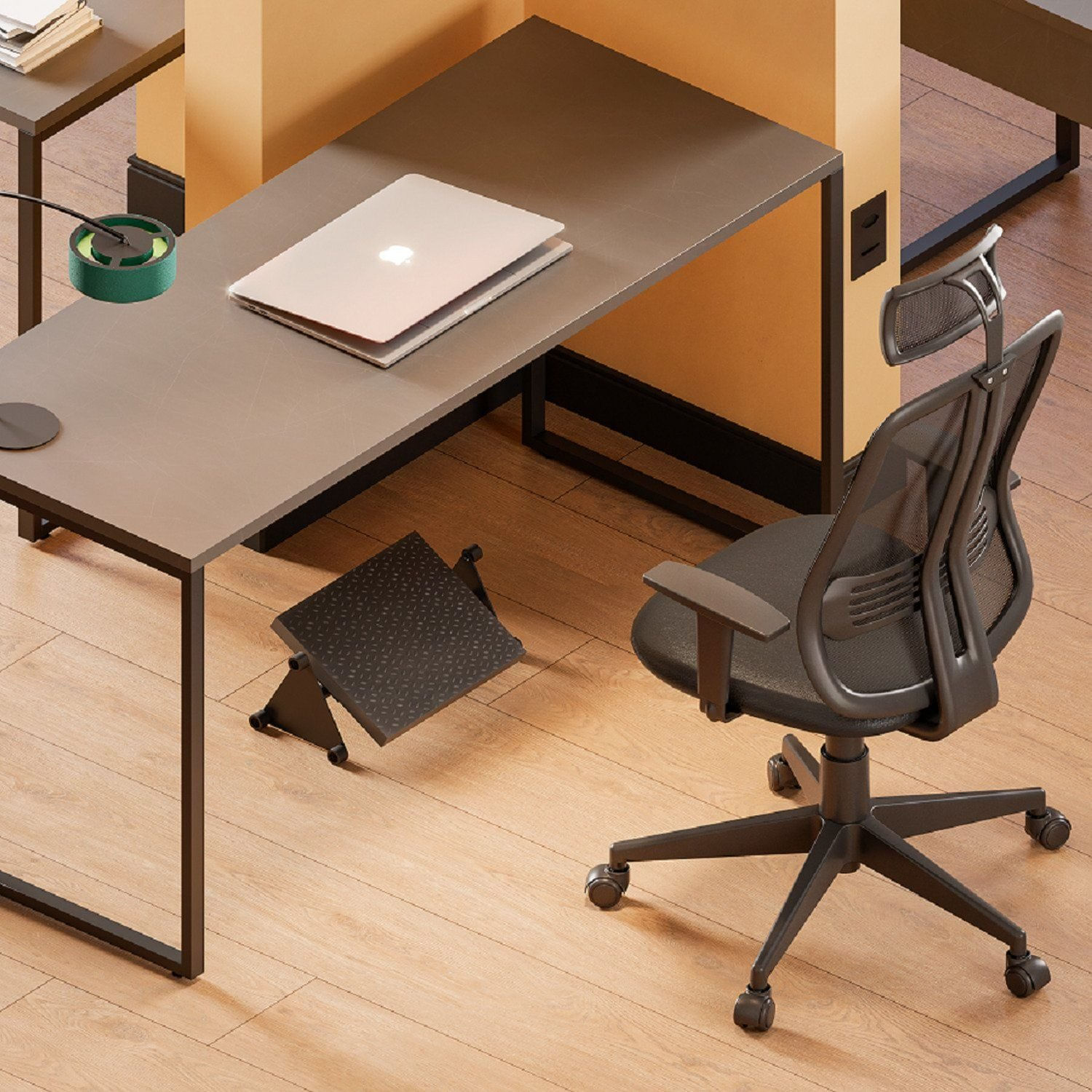 Mesa Retangular Martiflex Iron Com Pés Em Aço Tubular E Tampo Em Mdp Bp De 25cm Preto