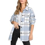 Manta De Flanela Feminina Shacket Beaully 6017 B-light Blue Larg