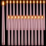 Velas Cônicas Sem Chama Macarrie, 24 Pacotes, Led, Ouro Rosa