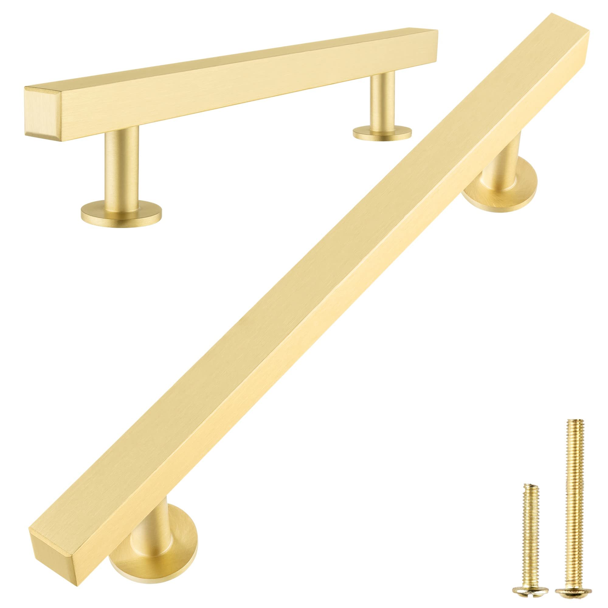 Alças De Gabinete Qogrisun Gold Square T Bar, 76 Mm, Furo, Pacote Com 5
