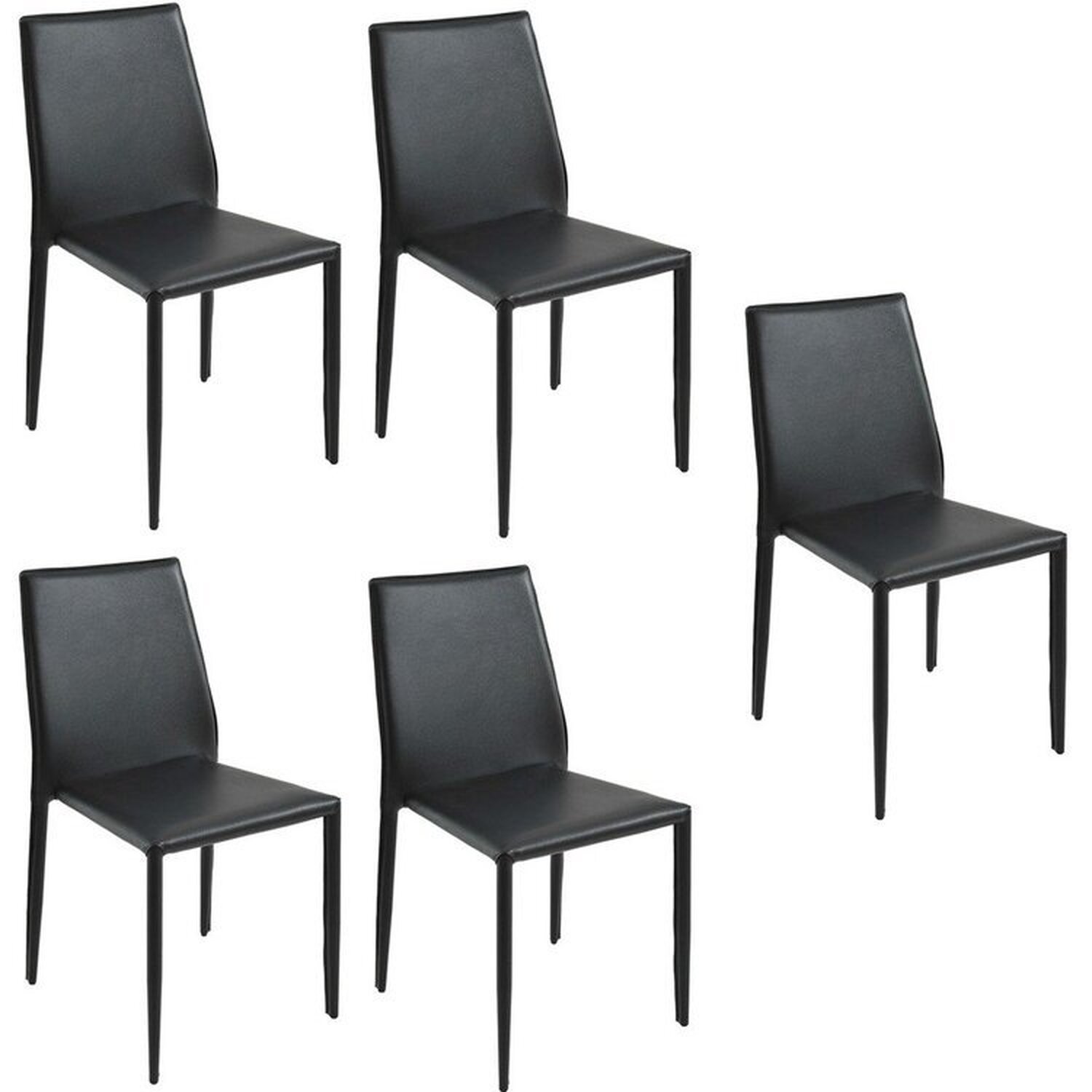 Kit Com 5 Cadeiras De Jantar Amanda Pvc Preto