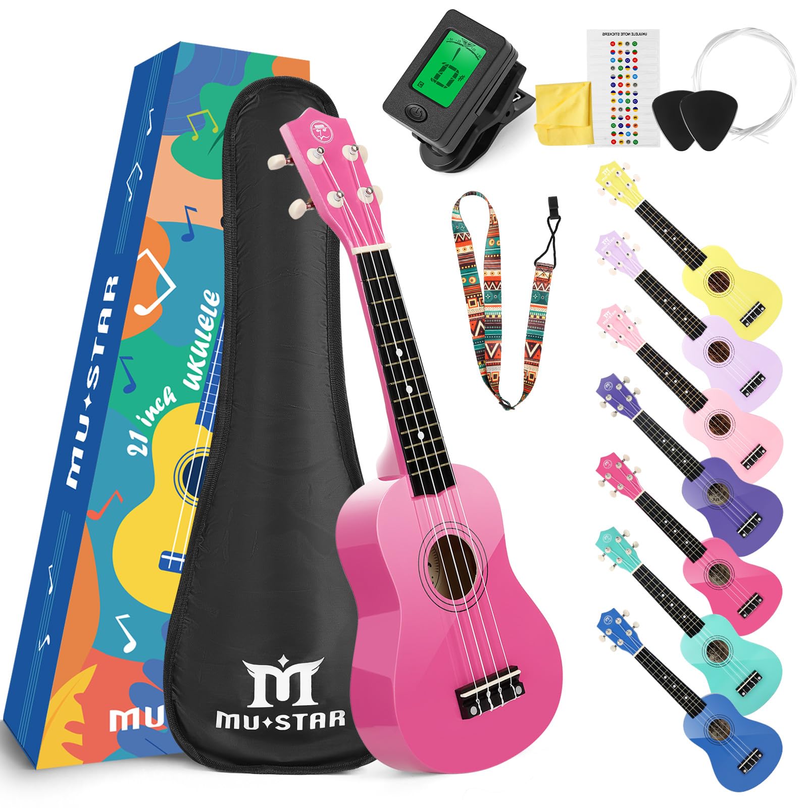 Ukulele Mustar Soprano Kids Para Iniciantes De 21 Polegadas Com Acesso.