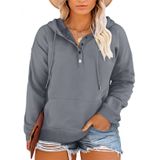 Blusas Com Capuz Eytino Femininas Plus Size, Gola De Botão 2x Cinza