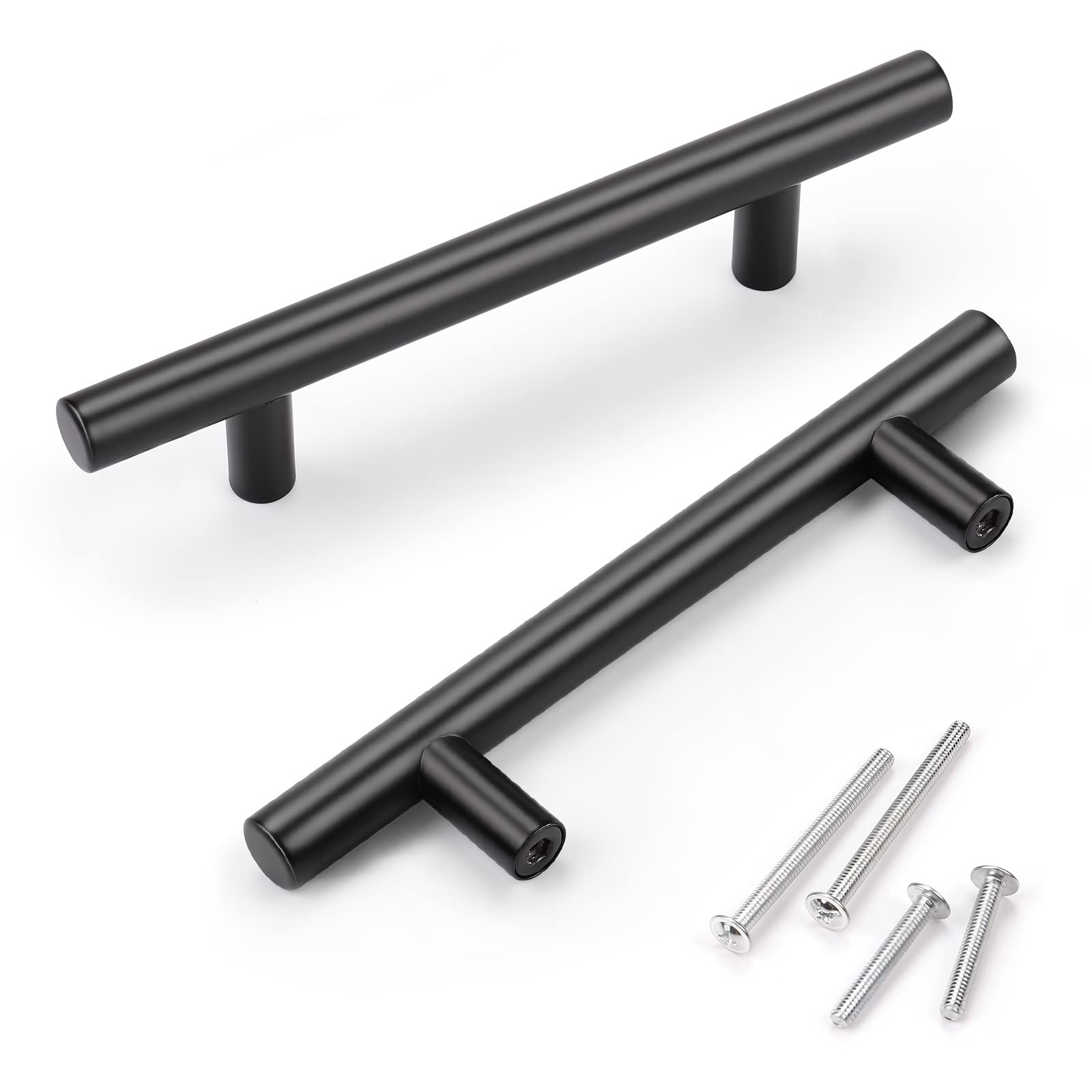 Cabinet Pulls Knobwell, Pacote Com 25, Aço Inoxidável Preto, 96 Mm