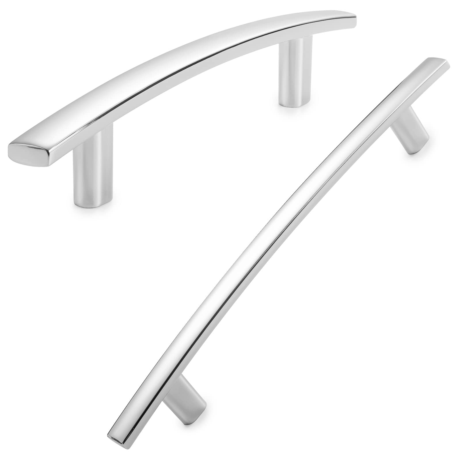 Cabinet Pull Handle Koofizo Curved Bar Chrome 128 Mm, Pacote Com 10