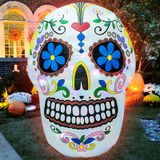 Decoração De Halloween Com Caveira Inflável Ajy 1,2 M Com Luzes Led