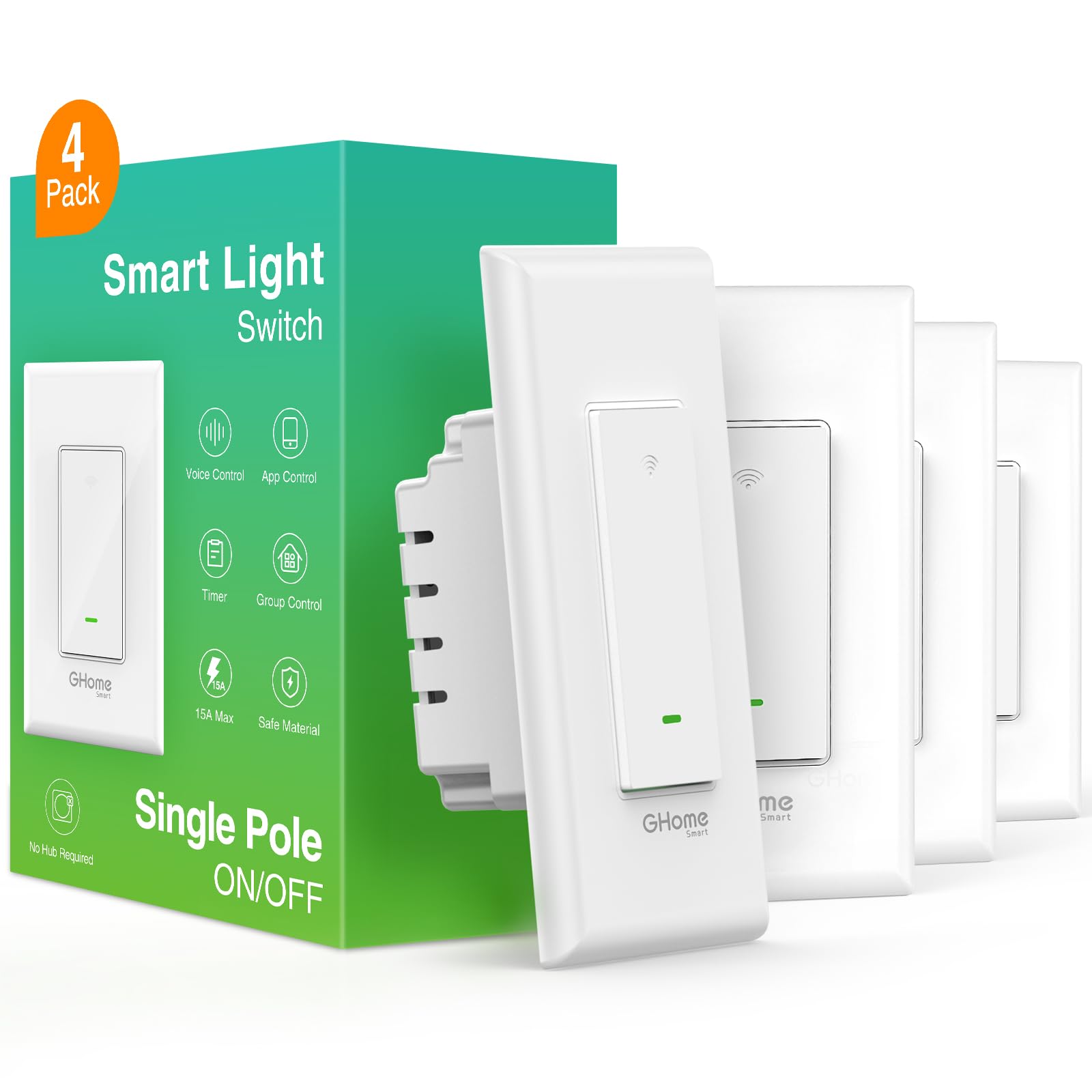 Smart Switch Home Smart Wi-fi Light Alexa/google, Pacote Com 4