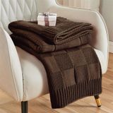 Cobertor Cozecube Knit Marrom Xadrez 125x150cm Acrílico