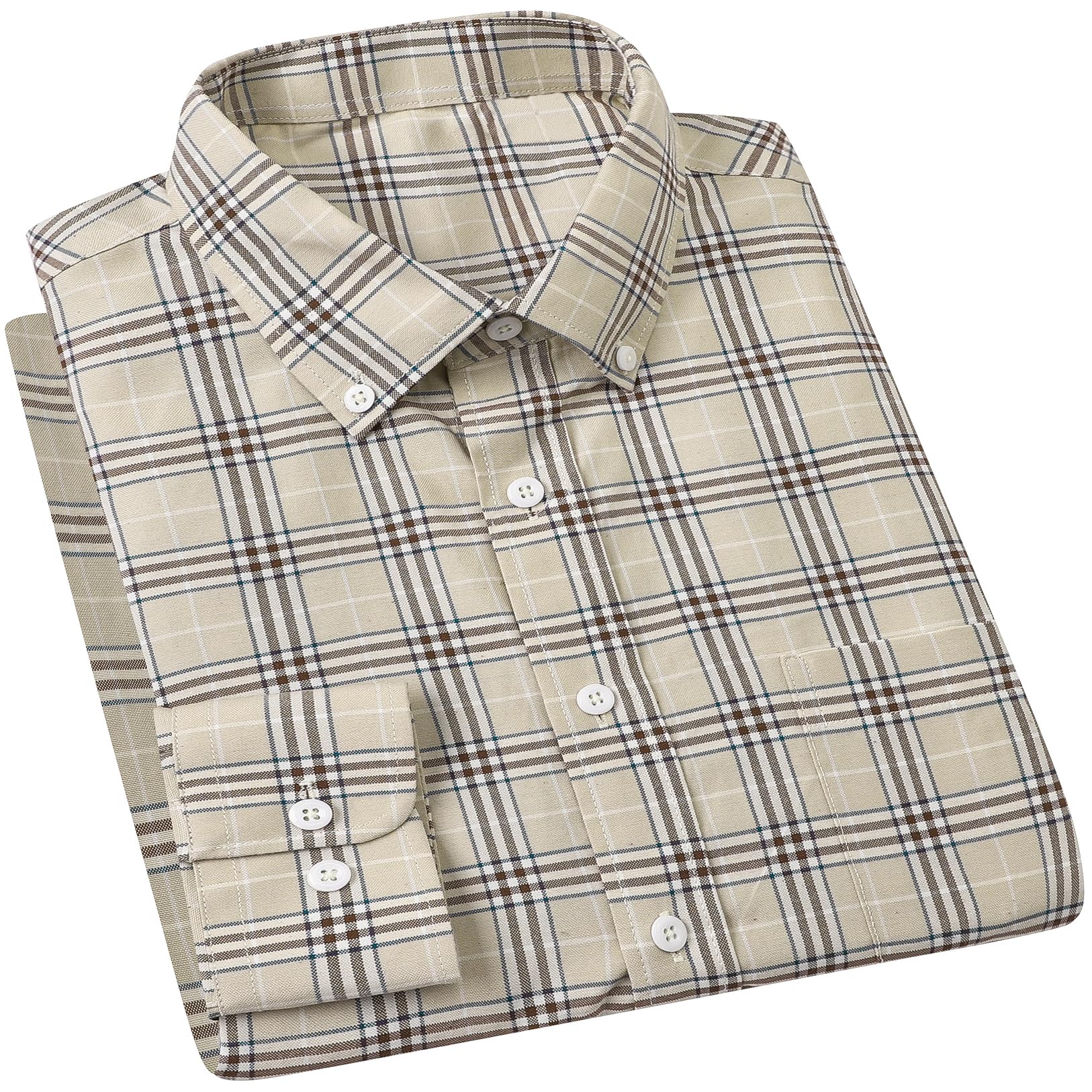 Camisa Masculina Cromoncent De Manga Comprida Oxford 100% Algodão Marrom