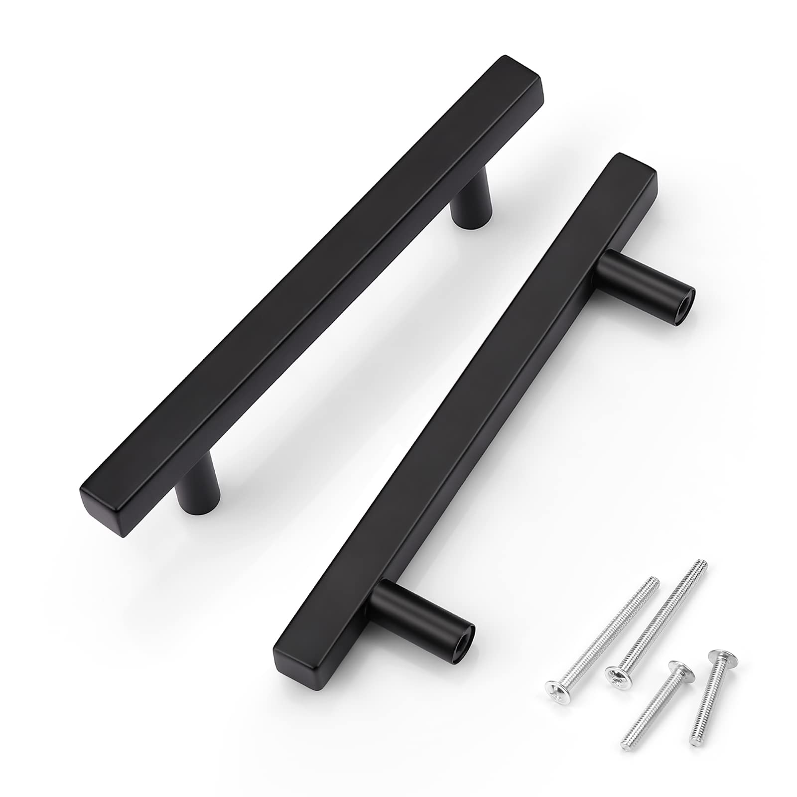 Cabinet Pulls Knobwell Em Aço Inoxidável Preto De 162 Mm - Pacote Com 20