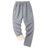Calças De Lã Flygo, Calça De Moletom Masculina Com Forro Sherpa, Cinza Claro-