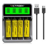 Carregador De Bateria Victagen 18650 Com 4 Baterias 3200mah
