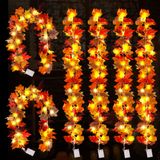 Decoração De Outono Garland Popest, Folhas De Ácer Com Luzes De 2 M De Comprimento X6