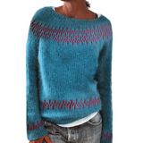 Suéter Feminino Dmoyala Fair Isle Vintage Listrado Azul Tamanho