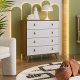 Cômoda Infantil 4 Gavetas Encanto 67x82x44,5 Cm Nogal Manchester/ Branco Brilhante