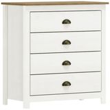 Comoda 4 Gavetas Madeira Maciça 80 Cm 9101 Branco Freijo Milani Store