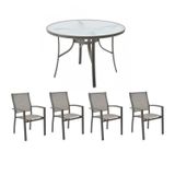 Conjunto De Mesa E Cadeira Para Jardim Com 1 Mesa Macae E 4 Cadeiras Angra Amendoa
