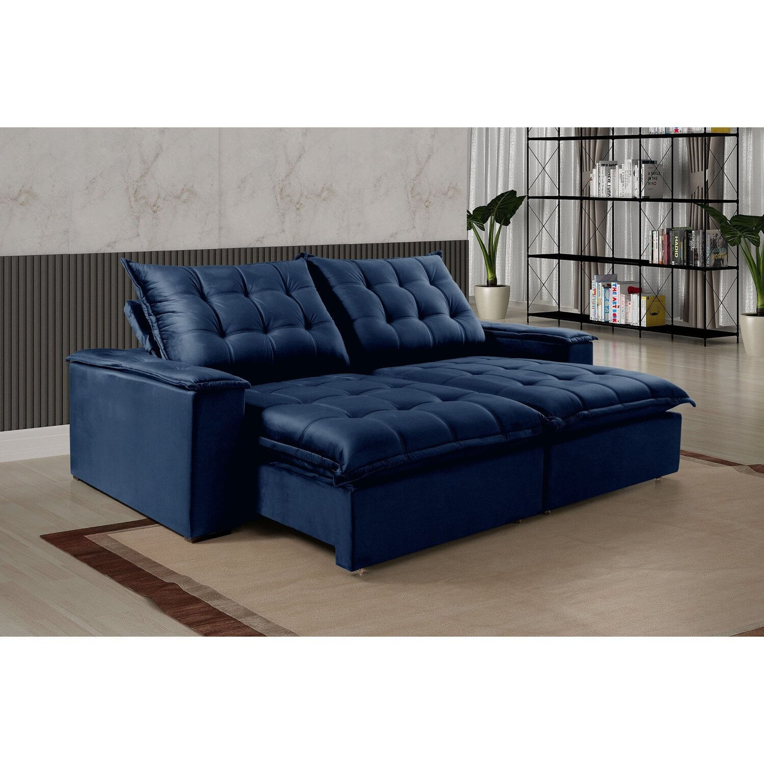 Sofá Retrátil E Reclinável 2 Lugares Azul