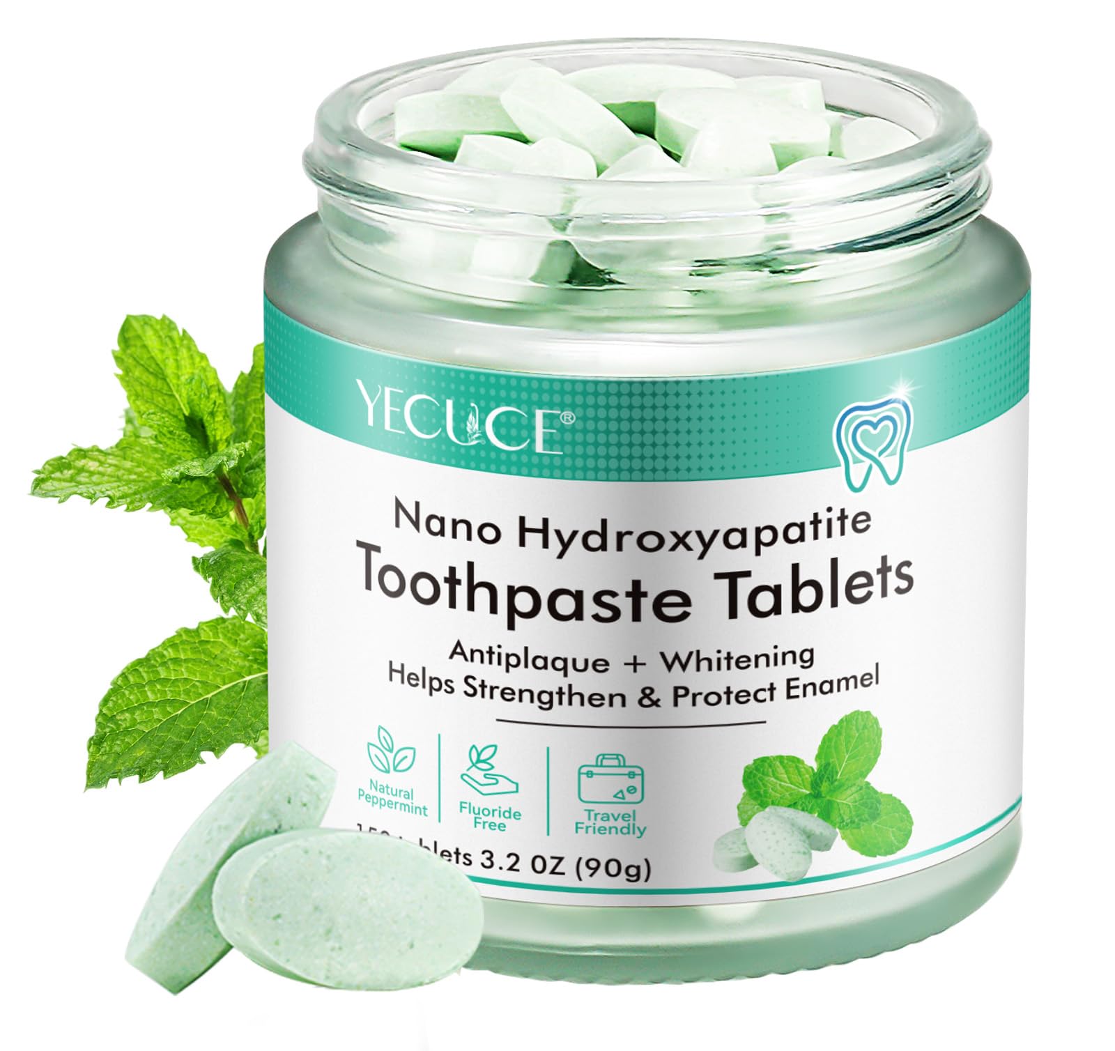 Comprimidos De Creme Dental Hidroxiapatita Natural Peppermint 150 Comprimidos