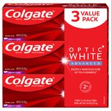 Pasta De Dentes Colgate Optic White Advanced 90ml, Pacote Com 3