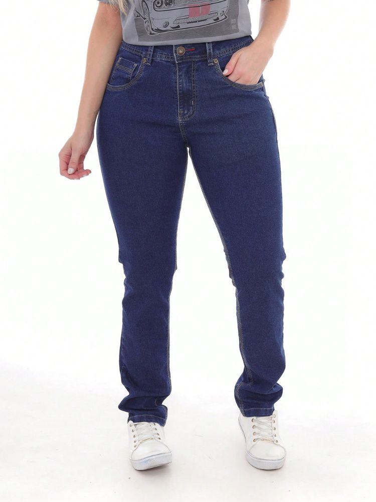 Calça Skinny Oversized Jeans Escuro Cotton