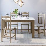Conjunto Sala De Jantar Mesa Fixa Com 4 Cadeiras Ameixa Negra