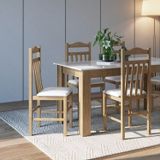 Conjunto Sala De Jantar Mesa Fixa Com 4 Cadeiras Ameixa Negra