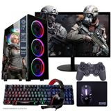 Computador Pc Gamer Completo Tob Intel Core I7 Ssd 240gb 8gb Teclado Mouse Mouse Pad E Headset Gamer Joystick Monitor 19