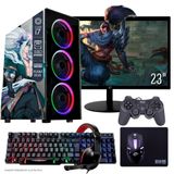 Computador Pc Gamer Completo Tob Intel Core I7 Ssd 240gb 8gb Teclado Mouse Mouse Pad E Headset Gamer Joystick Monitor 23