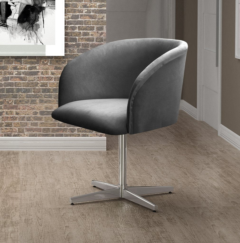 Poltrona Atenas Base Giratória De Alumínio Sala De Estar Cinza Grafite