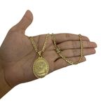 Cordão Piastrine 3mm + Pingente Jesus - Banhado A Ouro