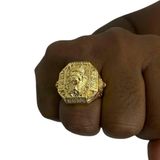 Anel Leão Coroa Rei - Banhado A Ouro 18k