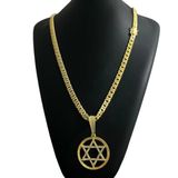 Cordão Grumet 7mm + Pingente Estrela De Davi Banhado A Ouro