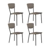 Cadeira Fixa Estofada Vintage Retrô Com 4 Unidades Cinza/preto