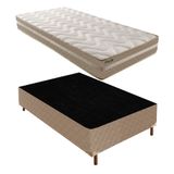 Box Solteiro Júlia 42x88x188cm com Colchão Solteiro Quality Plus Duoface 20x88x188cm Rustico Bege