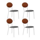 Cadeira Fixa Estofada Vintage Elipse Com 4 Unidades Cinza/caramelo/branco