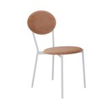 Cadeira Fixa Estofada Vintage Elipse Nude/branco Fosco