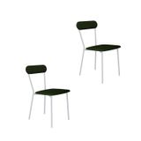 Cadeira Fixa Estofada Vintage Emília Com 2 Unidades Verde Musgo/branco Fosco